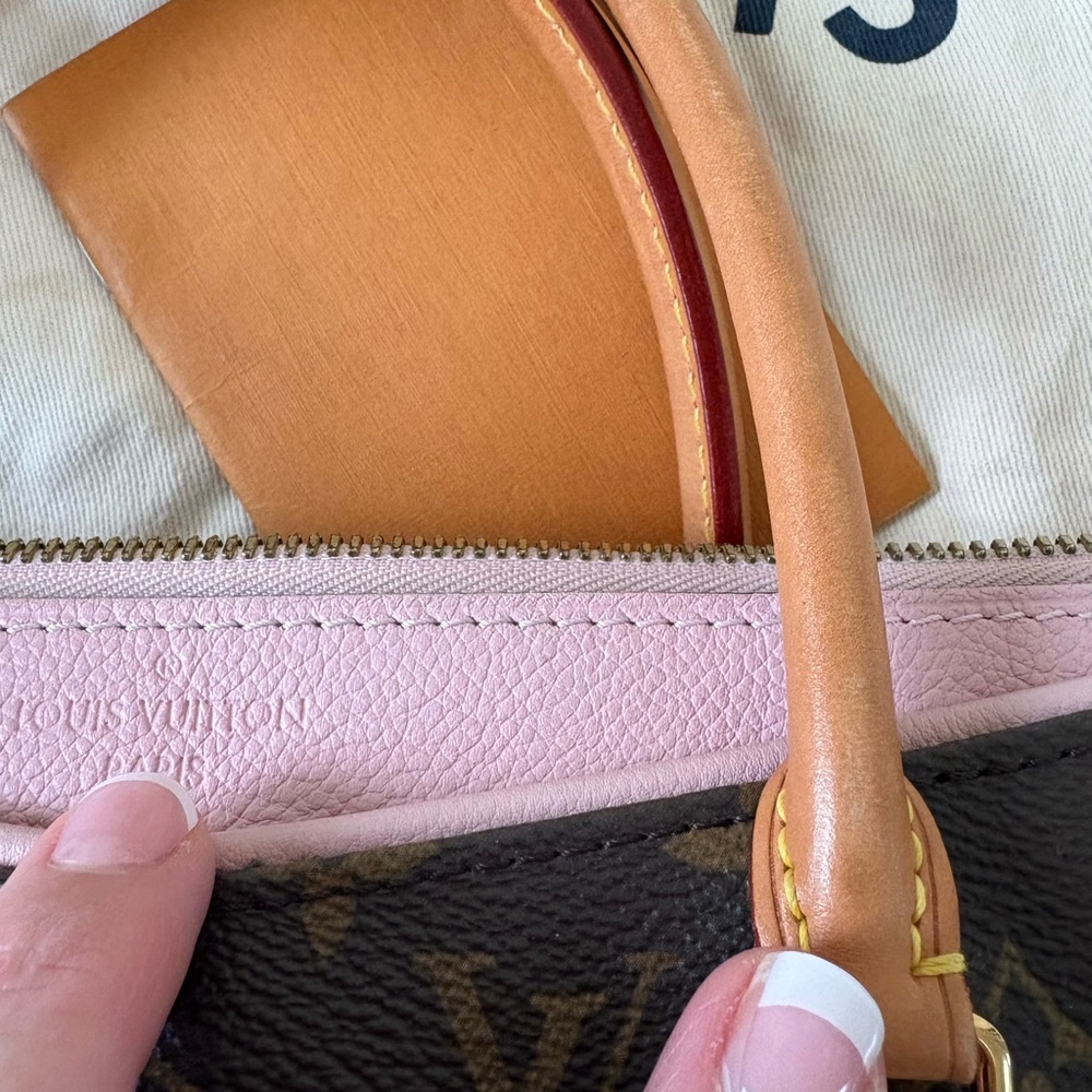 Louis Vuitton pink ballerine pink Brown Monogram Handbag Pallas VGUC - Picture 15 of 17